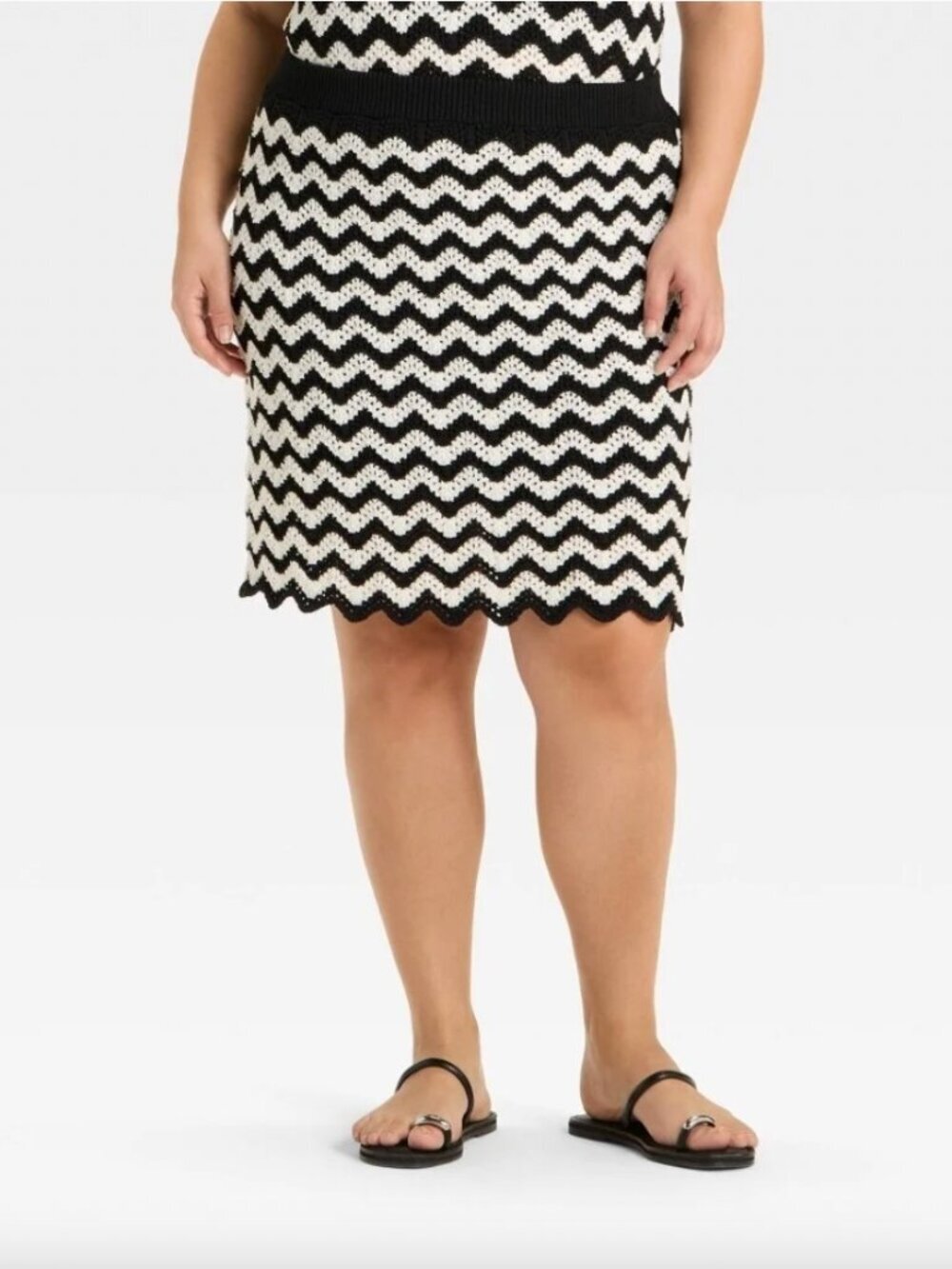 Ava & Viv Black and White Chevron Mini Skirt Size 2X Modest Casual - Picture 1 of 5